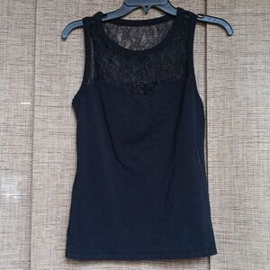 Express Black Lace Detail Top